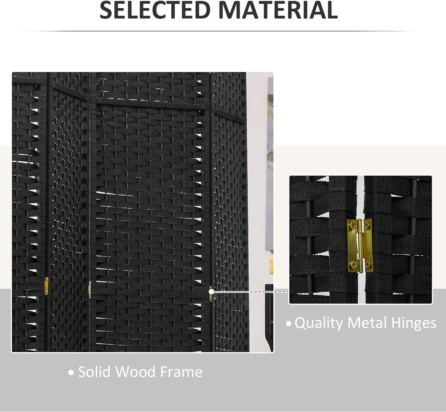 HOMCOM Room Divider, 6 Panel Folding Privacy Screen, 5.6' Tall Freestanding Wall Partition for Home Office, Bedroom, Black