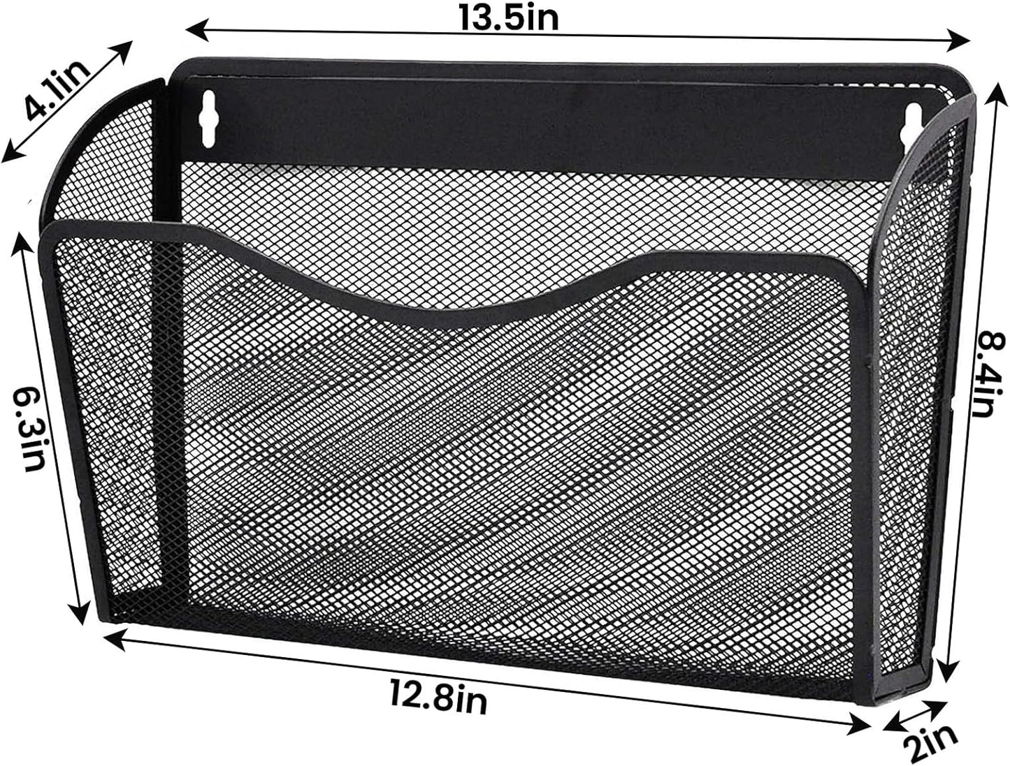 3 Pack Wall File Organizer, Mesh Hanging Metal Vertical Wall Mounted File Holder for Office/Home