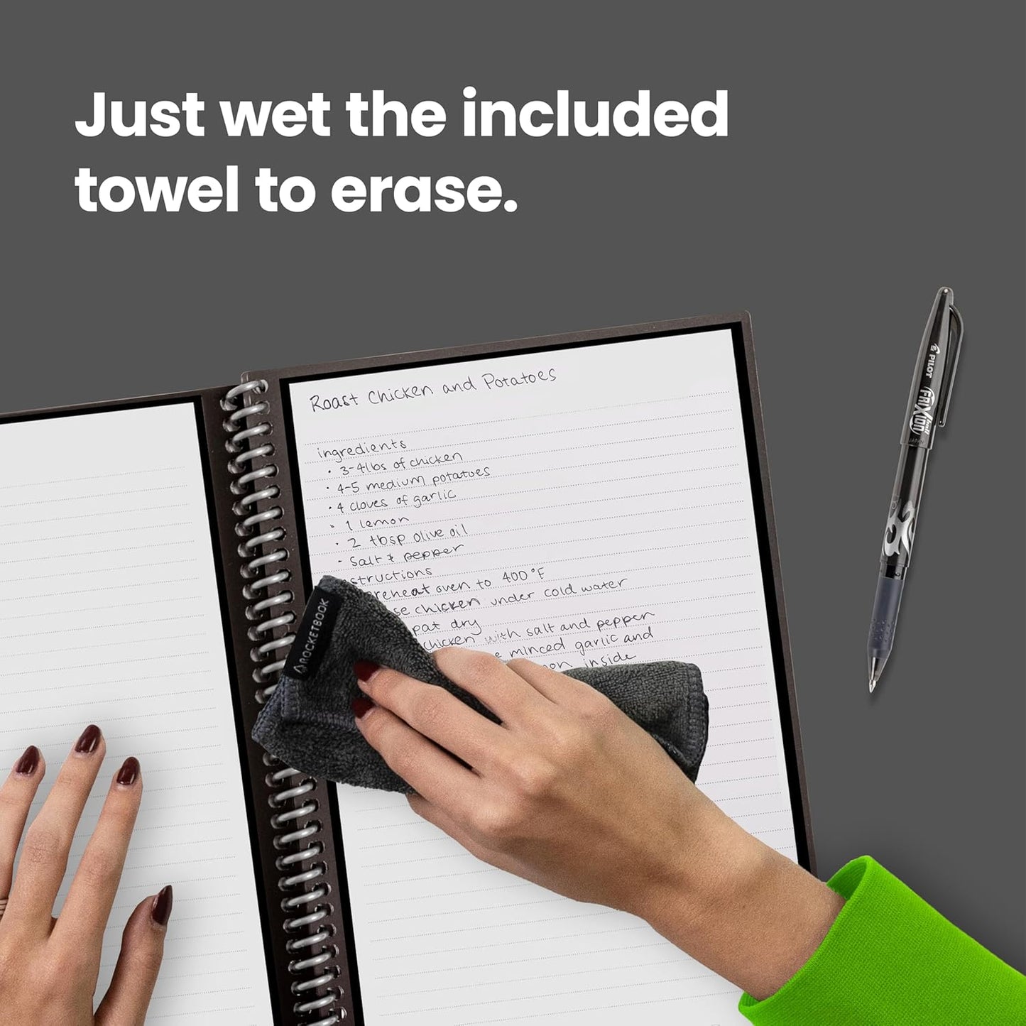 Rocketbook Core Reusable Spiral Notebook, Executive Size 6x8.8, Black - Lined Pages, App-Connected, Erasable, Durable Cover, Ideal for School, Work, and Creative Projects