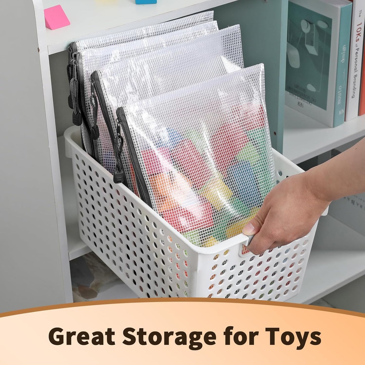 Umriox Zipper Mesh Document Pouch, 6 Assorted Size (Black, 18 Packs), Clear Zipper Pouches, Waterproof Travel Pouch for Office Supplies, Puzzles, Board Games and Craft Projects