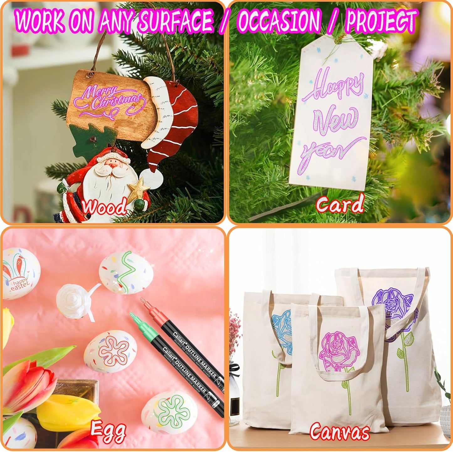 Caliart Easter Basket Stuffers, 36-Color Shimmer Double-Line Drawing Doodle Outline Markers, Teen Girl Gifts Trendy Stuff, Glitter Pens Set Classroom Art Supplies for 4-6-8-10-12 Year Old