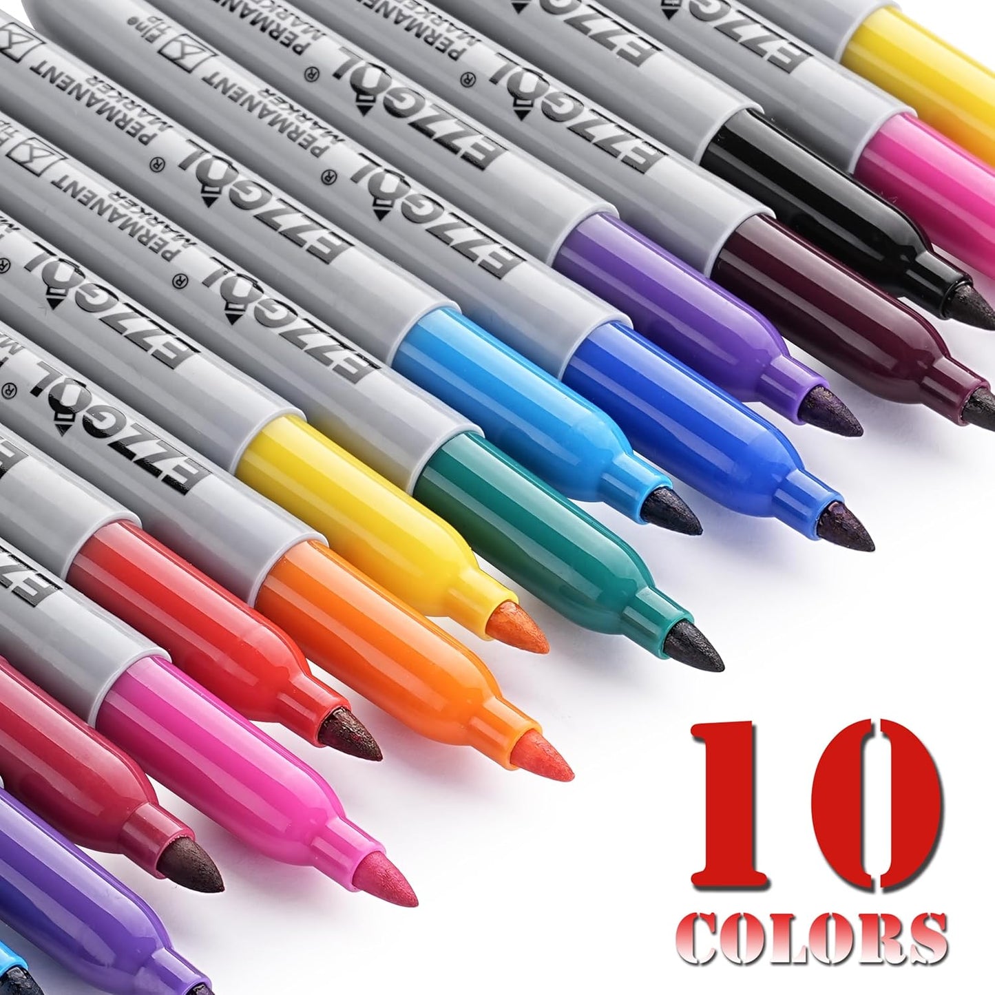 40 Pack 10 Colors Fine Tip Permanent Markers, Each Color With 4 Pack Waterproof Markers, Premium Smear Proof Pens, Quick Drying, Office Supplies for School, Office, Home