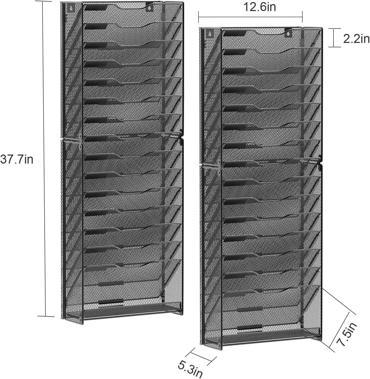 samstar 2 Pack 16 Tier Wall File Organizer Hanging Wall File Holder Wall Mount Paper Folder Organizer, Magazine Rack, Pack of 2