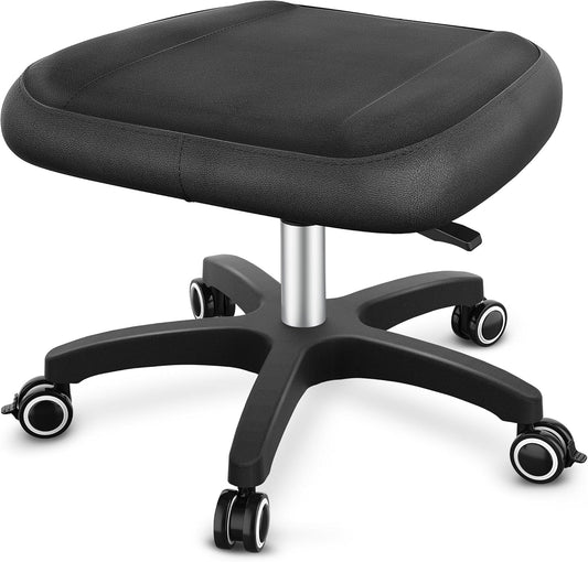 TASALON Multi-Use Footrest Stool Adjustable Height with 360° Rolling Lockable Wheels,Rest Ottoman,Office Footrests,Video Game Stool for Gaming for Home Office- Black