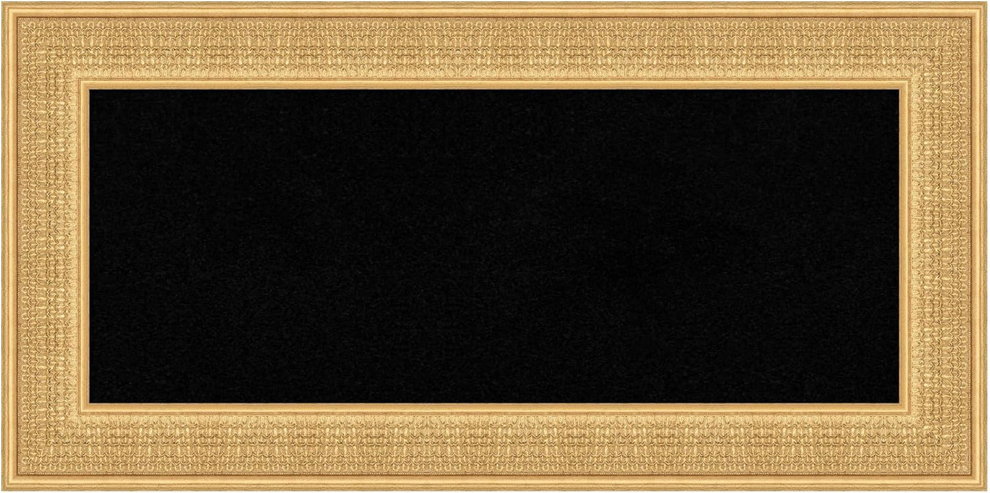 Amanti Art Black Cork Board for Wall, 18x36 Vision Board with Gold Wood Frame, Medium Corkboard Office Decor for Home Organization, Traditional Corkboard Pinboard to Display Items for Home