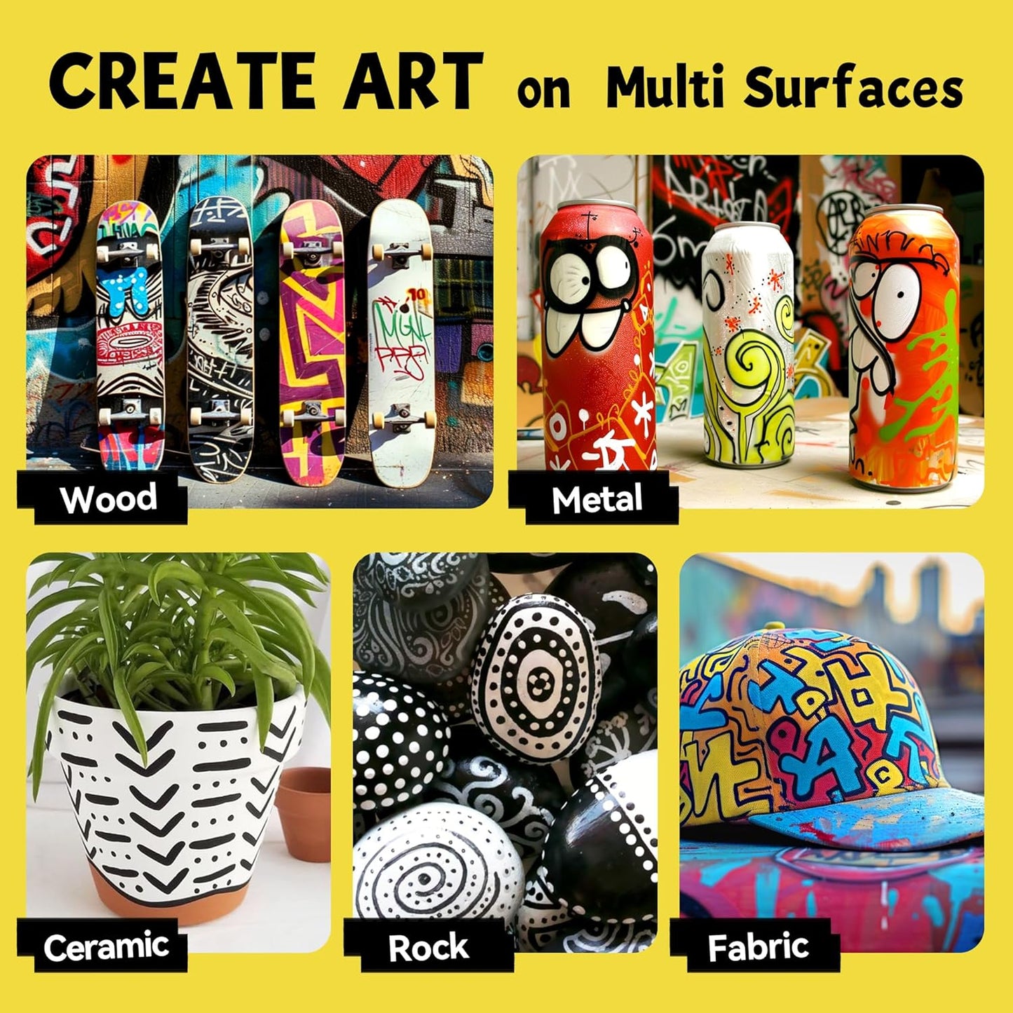 3 Jumbo Permanent Markers Black, 15mm Thick Wide Tip, Large Acrylic Paint Markers for Rock Painting, Poster, Stone, Ceramic, Glass, Wood, Canvas