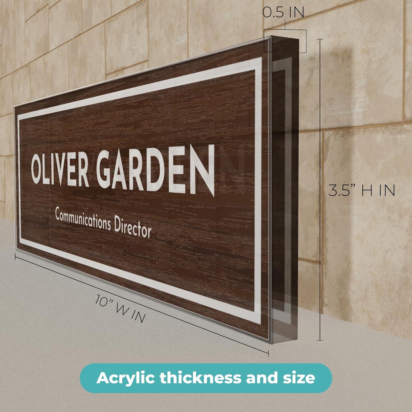 EGD Thick Clear Acrylic Desk Name Plate Personalized I Office Desk Accessories I Custom Name Plate with Multiple Design Options (10 x 3.5 Inch) (5. 1/2" Thick Clear Acrylic Color)