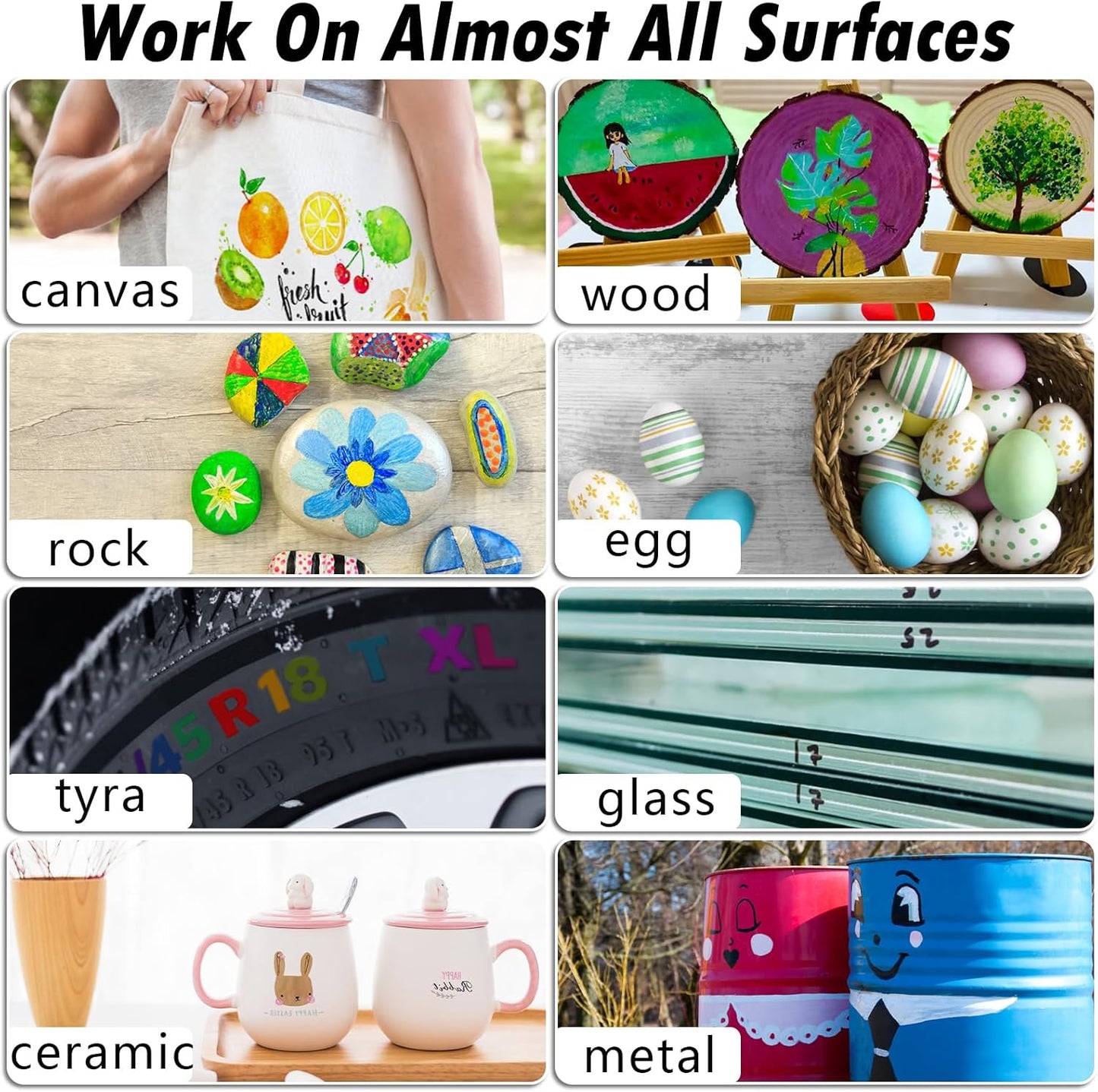 Brown Paint Markers, 2 Pack Oil-Based Waterproof Quick Dry Permanent Paint Pen Set for Rocks Painting, Wood, Fabric, Plastic, Canvas, Glass, Mugs, Metal, Tire, Stone, DIY Craft