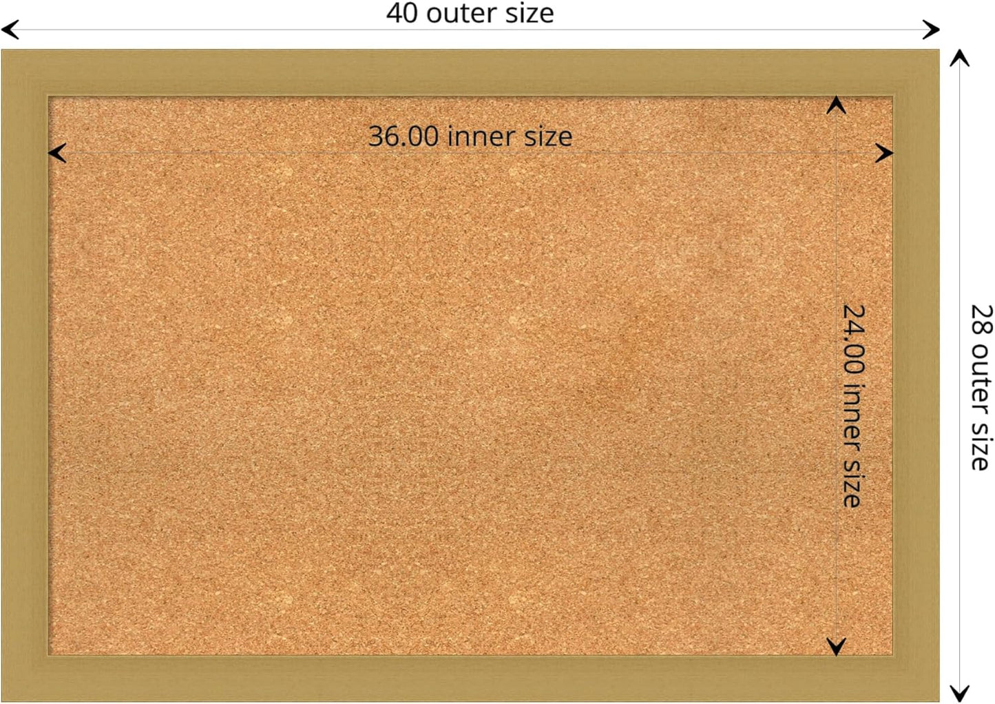 Amanti Art Natural Cork Board for Wall, 28x40 Vision Board with Gold Frame, Large Corkboard Office Decor for Home Organization, Casual Corkboard Pinboard to display items for home organization