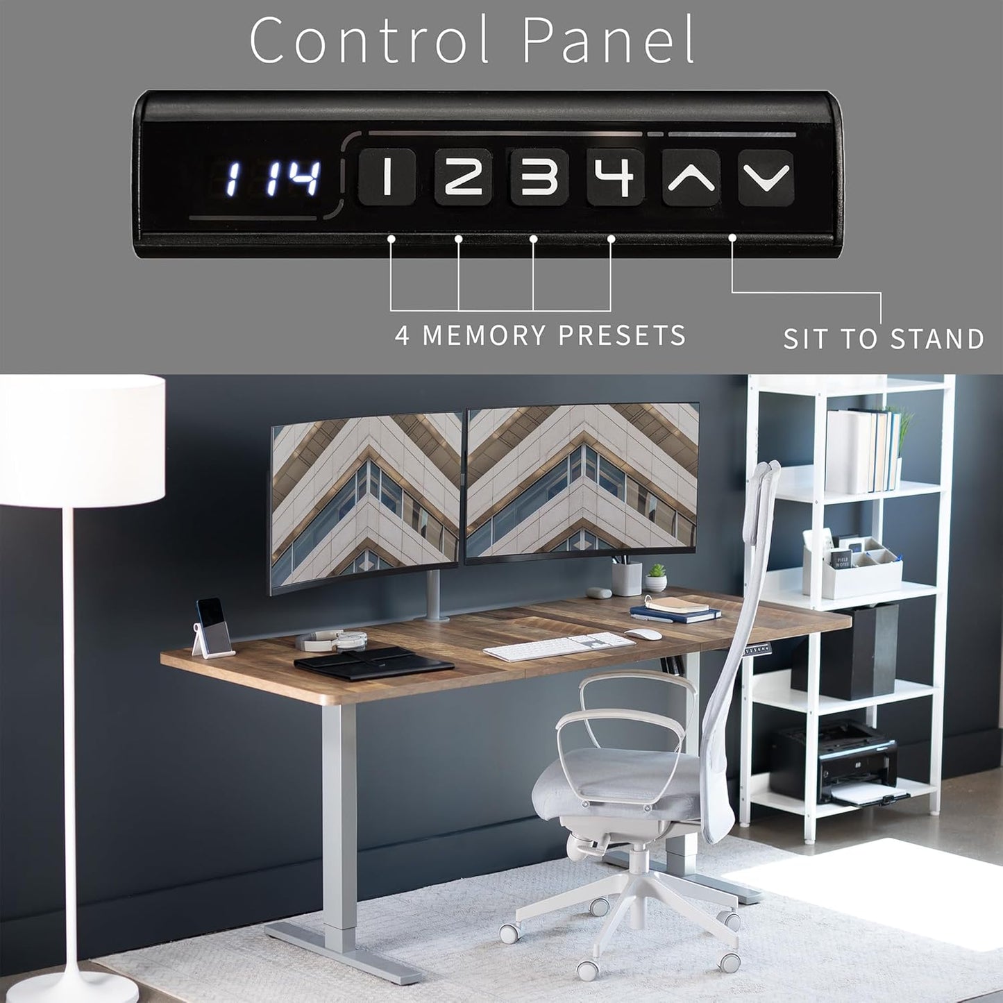 VIVO Electric 71 x 30 in Standing Desk, Memory Height Adjustment, 1B Series, Reclaimed Wood Top Gray Frame, DESK-KIT-1G7P