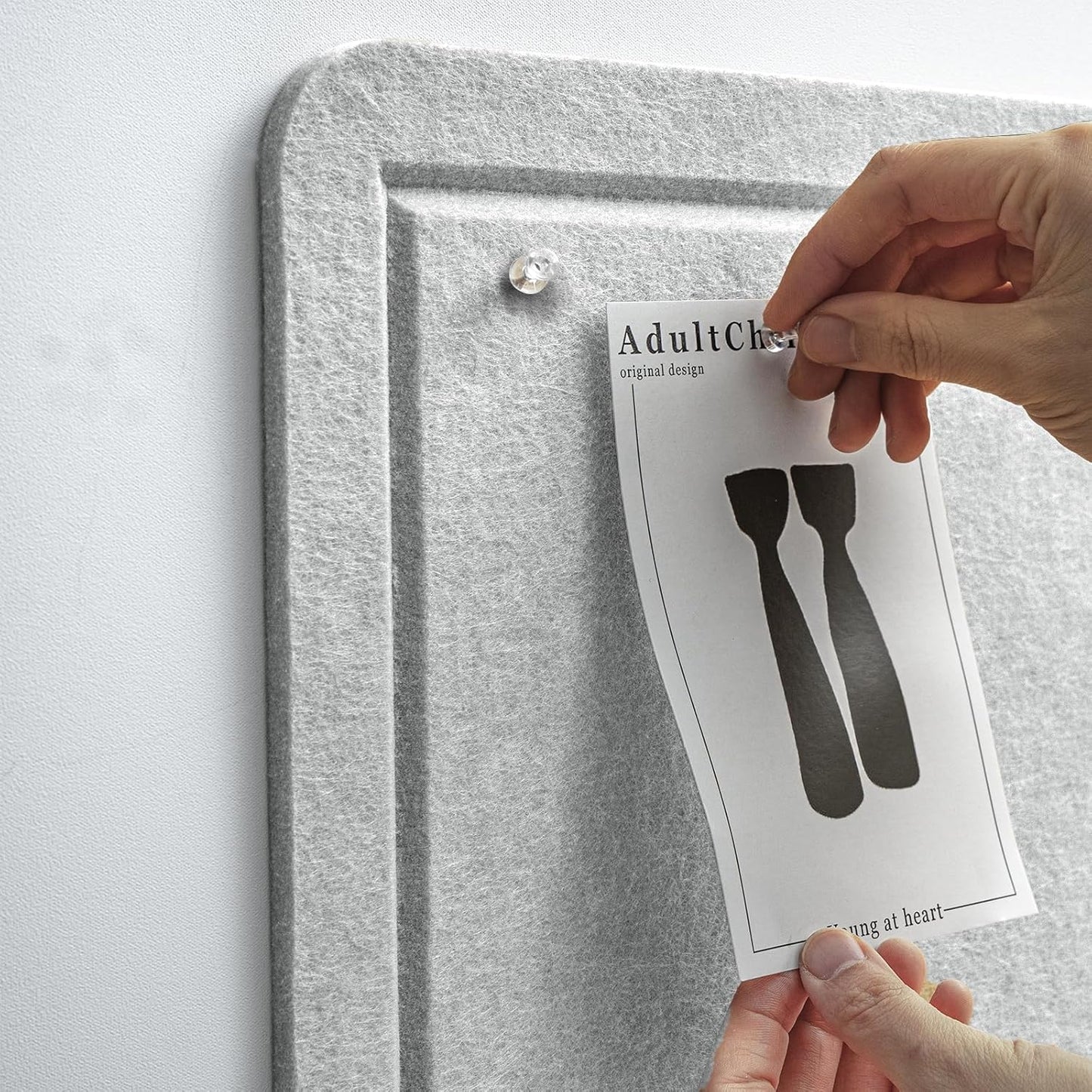 Bulletin Board, 36 x 24 Inches Felt Pin Board, Cork Alternative for Wall, 3' x 2' Foldable Self-Adhesive Vision Board with 20 Pushpins - Light Gray