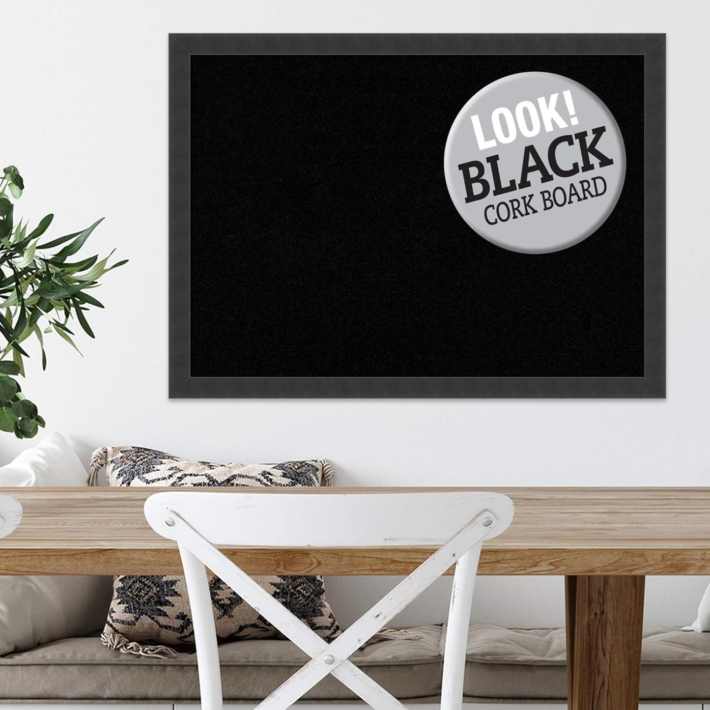 Amanti Art Black Cork Board for Wall, 22x30 Vision Board with Black Wood Frame, Medium Corkboard Office Decor for Home Organization, Modern Contemporary Corkboard Pinboard to display items for home