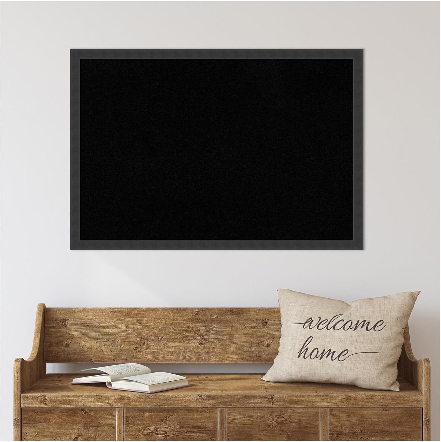 Amanti Art Black Cork Board for Wall, 26x38 Vision Board with Black Wood Frame, Large Corkboard Office Decor for Home Organization, Modern Contemporary Corkboard Pinboard to display items for home