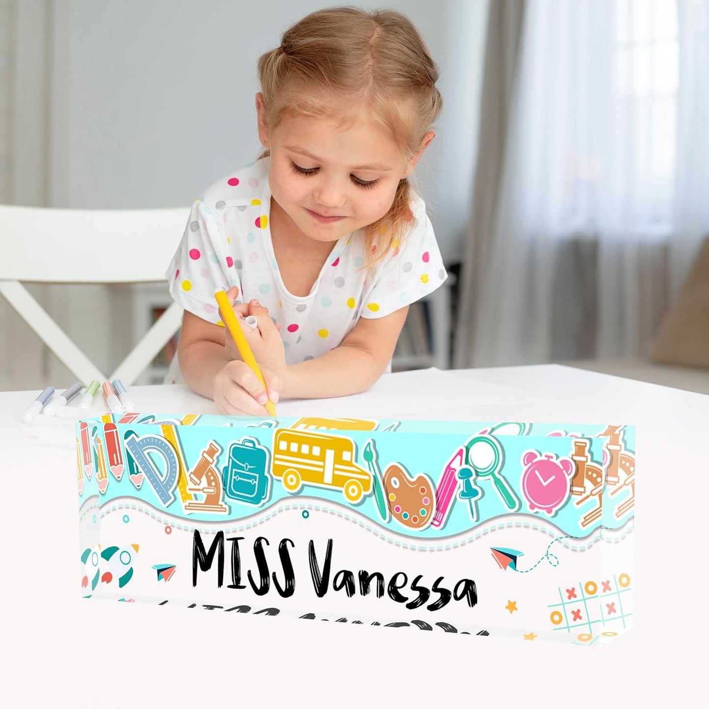 Office Desk Name Plate Personalized, Custom Name Plates for Desks, Name Plate Personalized for Office, Employee Appreciation Gifts (Kindergarten 4)