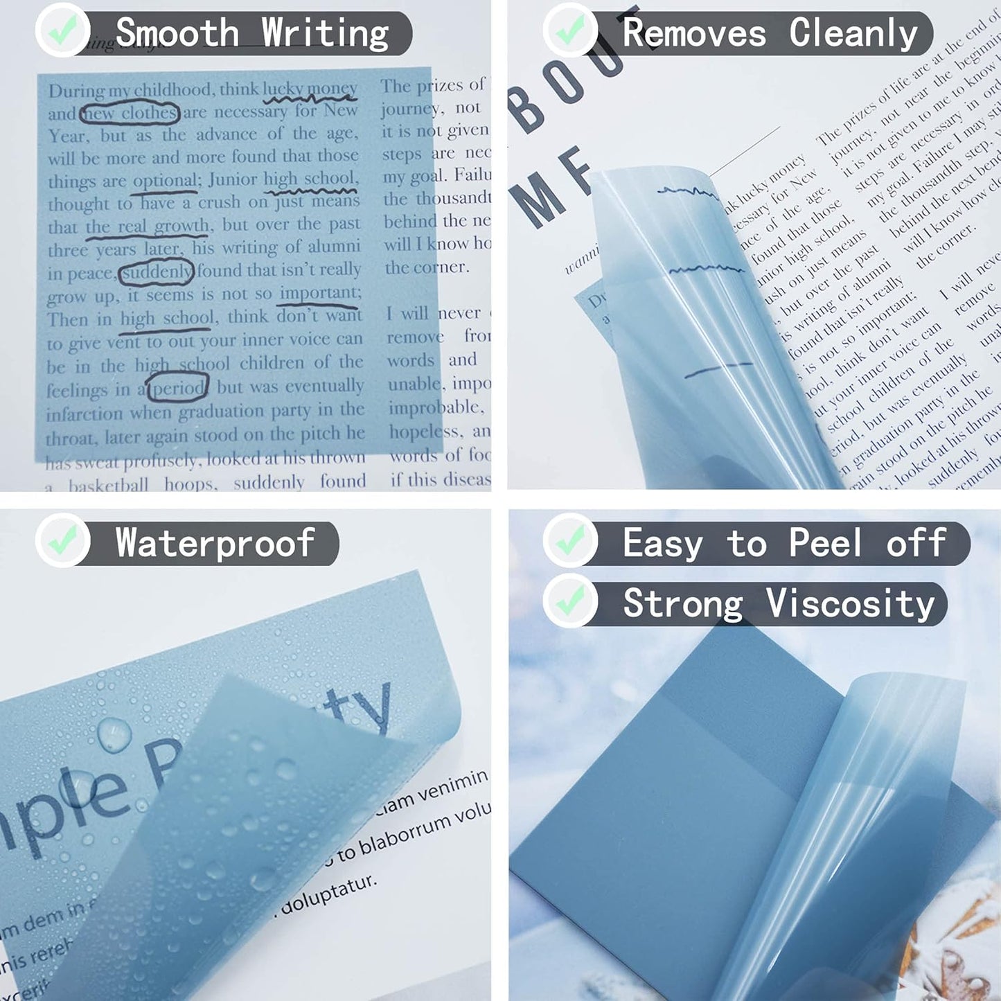 800Pcs Transparent Sticky Notes, 3"x3" Clear Sticky Notes, Waterproof Translucent Sticky Note Pads for Books Annotation, Clear Post it Notes for Bible Study, School, Office（Morandi）