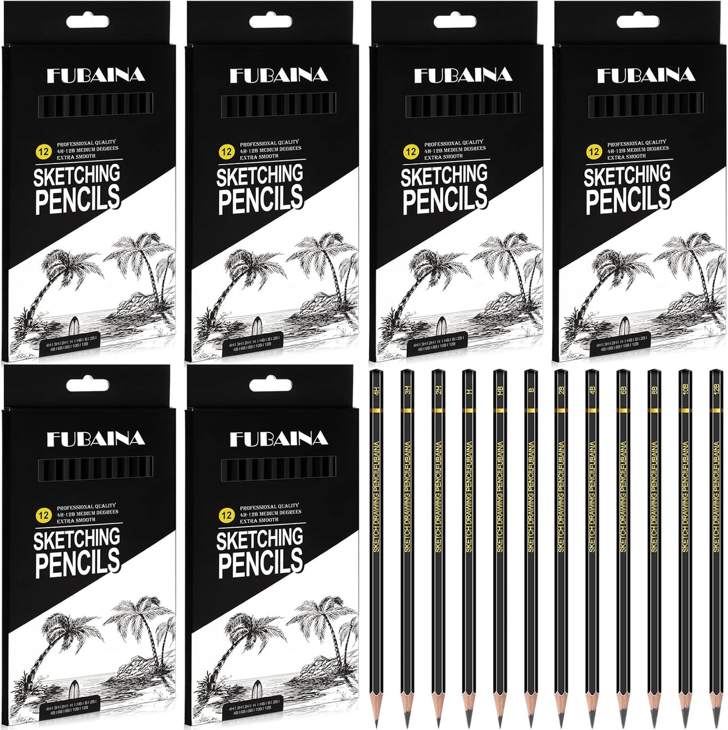 72 Pcs Drawing Sketching Pencil Set Professional (12b - 4h) Graphite Charcoal Gift Bulk for Artists Beginners, Pro Artists, Drawing Art, Sketching