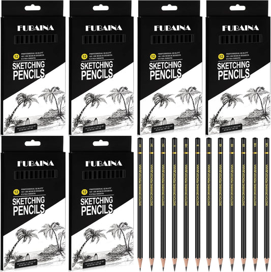 72 Pcs Drawing Sketching Pencil Set Professional (12b - 4h) Graphite Charcoal Gift Bulk for Artists Beginners, Pro Artists, Drawing Art, Sketching