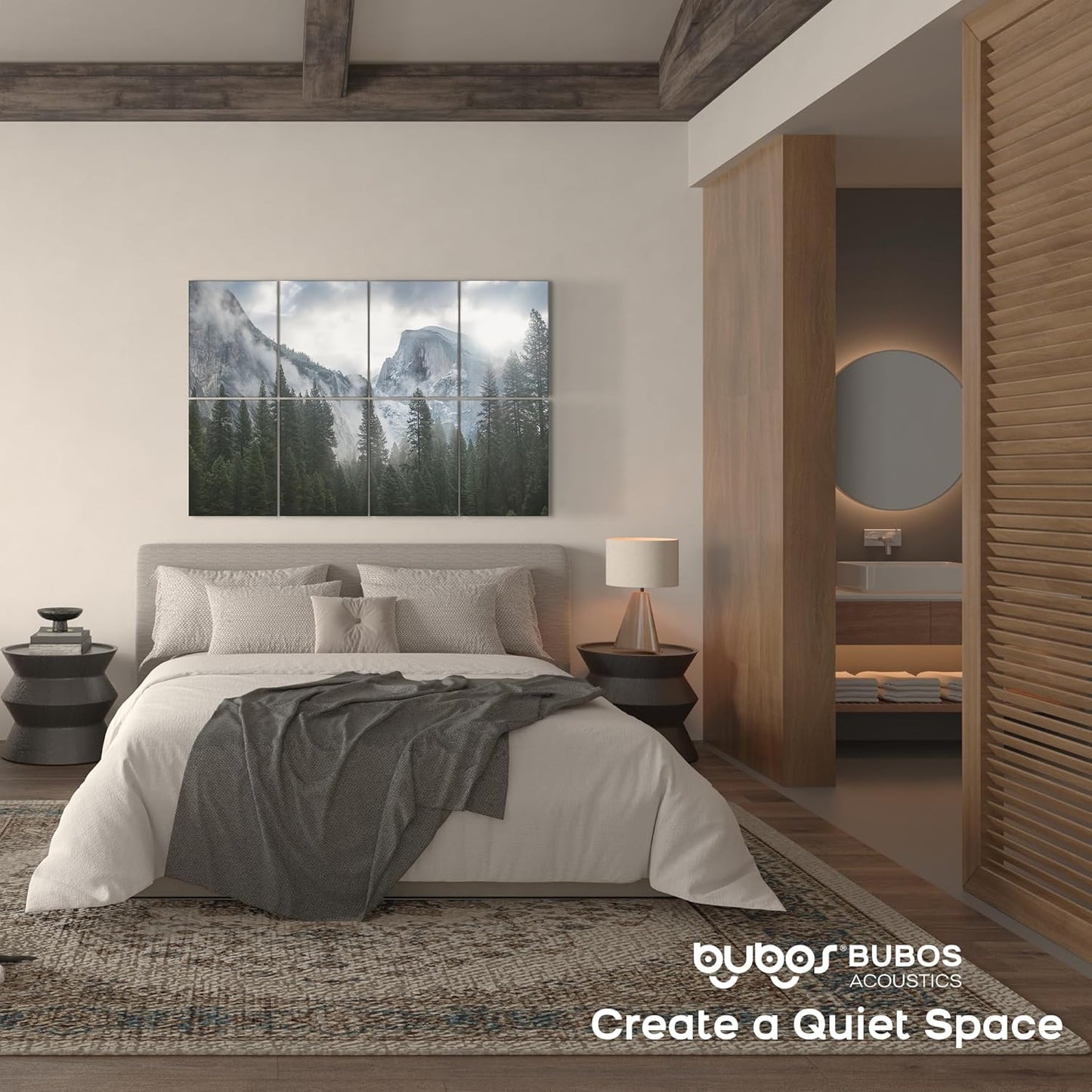 BUBOS 8 Pack Art Acoustic Panels Soundproof Wall Panel,47.2X31.4 Inches Sound Absorbing Panel,Self-adhesive Decorative Acoustical Wall Panels, Acoustic Treatment for Ceiling Home Office（Forest2）