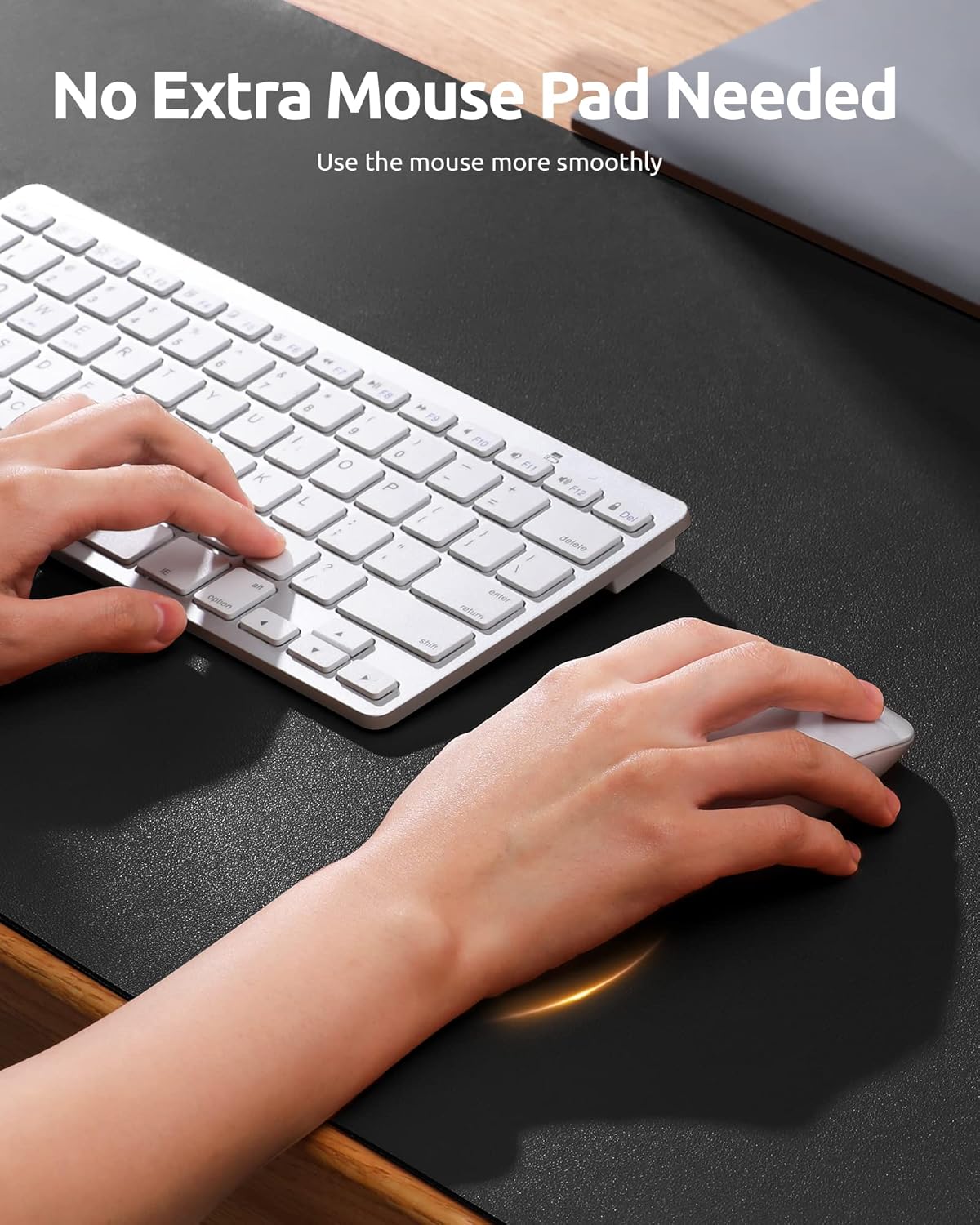 YSAGi Leather Desk Protector, Non-Slip Large Mouse Pad, Waterproof PU Laptop Mat Table Pad for Office and Home (90 x 43 cm, Black)