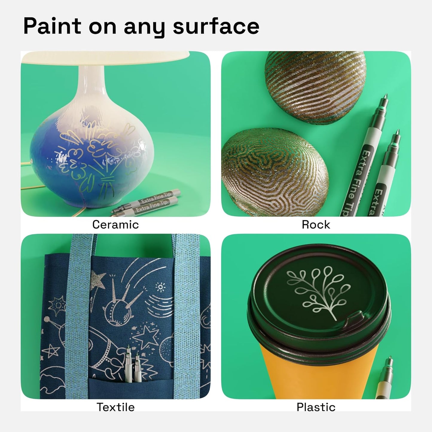 ARTISTRO 2 Silver Permanent Marker - Waterproof Markers for Tire, Fabric, Rocks, Glass, Ceramic, Wood, Paper - Oil Based Paint Pens - Extra-Fine Tip 0.7mm