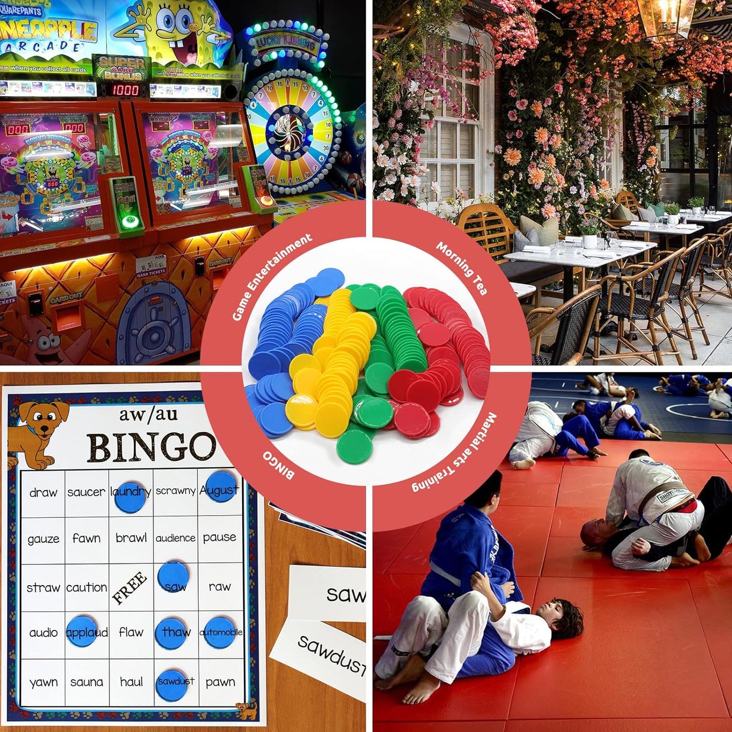 Set of 100 Opaque Plastic Learning Counters Mini Poker Chips Game Tokens with Storage Box (Red+Yellow+RoyalBlue+Green, 1 Inch)