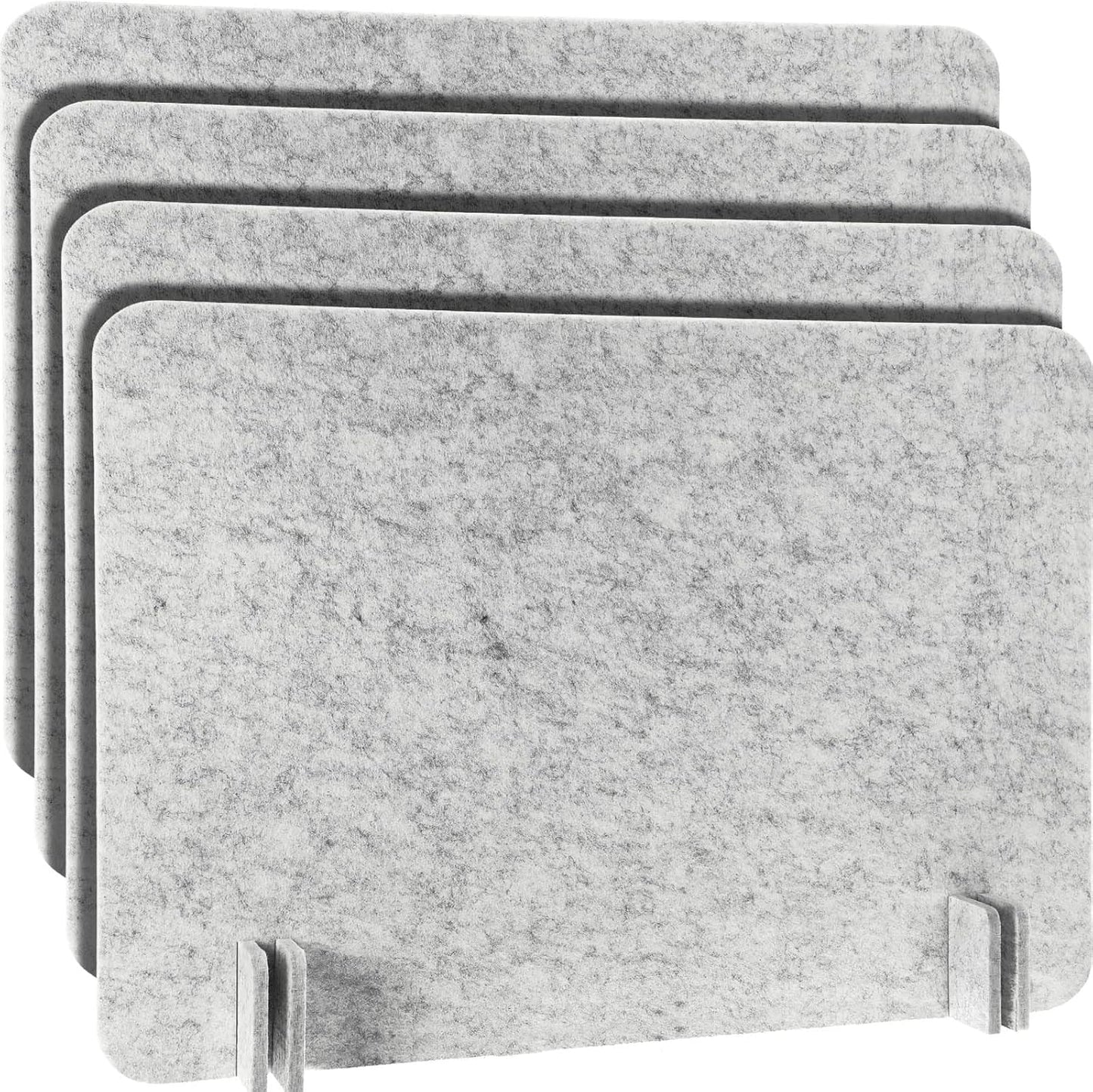 4 Pack Acoustic Desk Divider Desk Partition - Freestanding Privacy Panel 16 x 24 Inches Noise Reducing Partition for Office Table Standing Student Study Reception Area(Silver Gray)