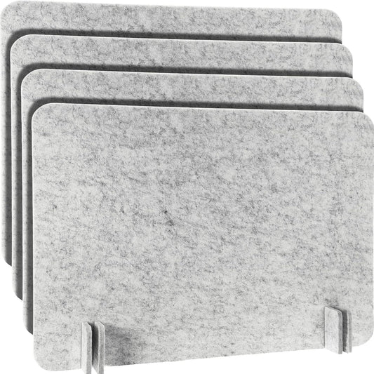 4 Pack Acoustic Desk Divider Desk Partition - Freestanding Privacy Panel 16 x 24 Inches Noise Reducing Partition for Office Table Standing Student Study Reception Area(Silver Gray)