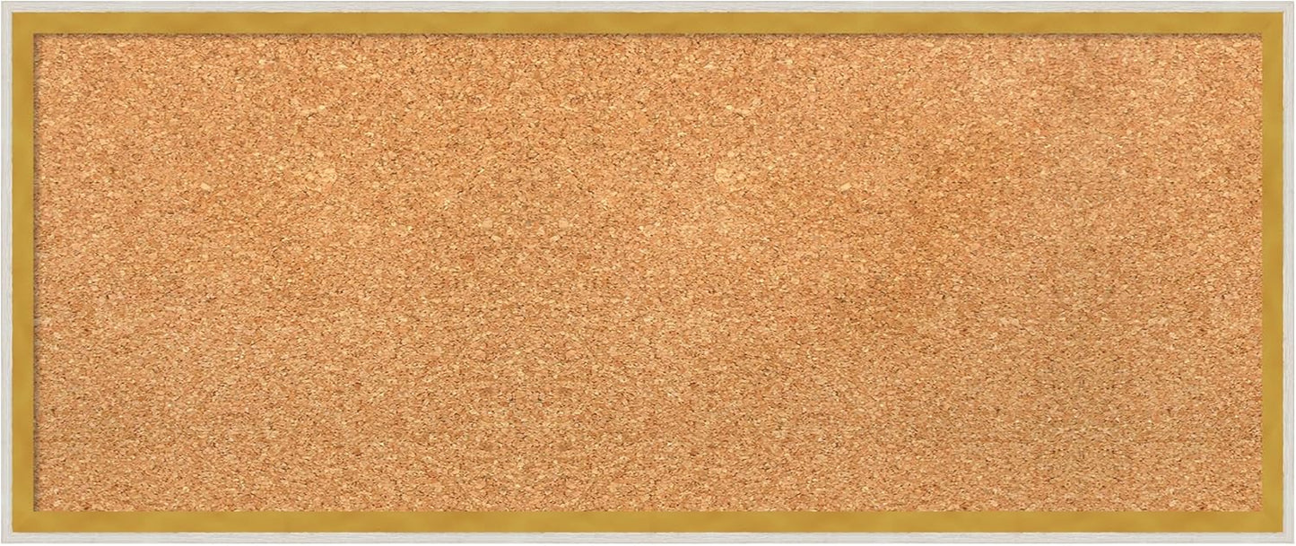 Amanti Art Natural Cork Board for Wall, 13x31 Vision Board with White Frame, Medium Corkboard Office Decor for Home Organization, Modern Corkboard Pinboard to Display Items for Home Organization in