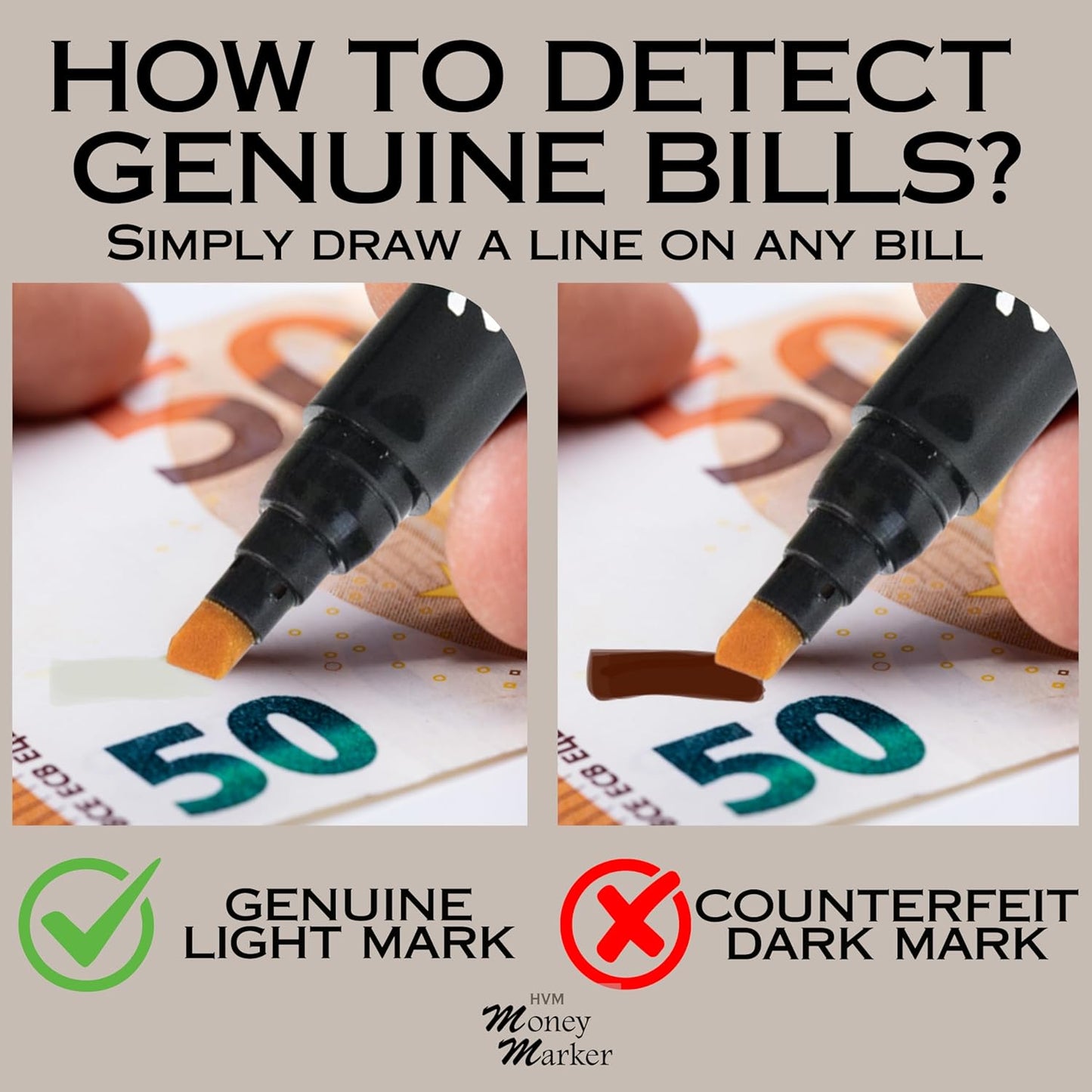 HVM Counterfeit Money Detector Pen (18 Counterfeit Pens) - Money Marker Bill Detector Pen with Upgraded Chisel Tip - Detect Fake Bills, Universal False Currency Checker Pack