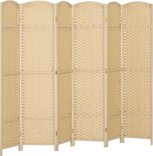 HOMCOM Room Divider, 6 Panel Folding Privacy Screen, 5.6' Tall Freestanding Wall Partition for Home Office, Bedroom, Beige