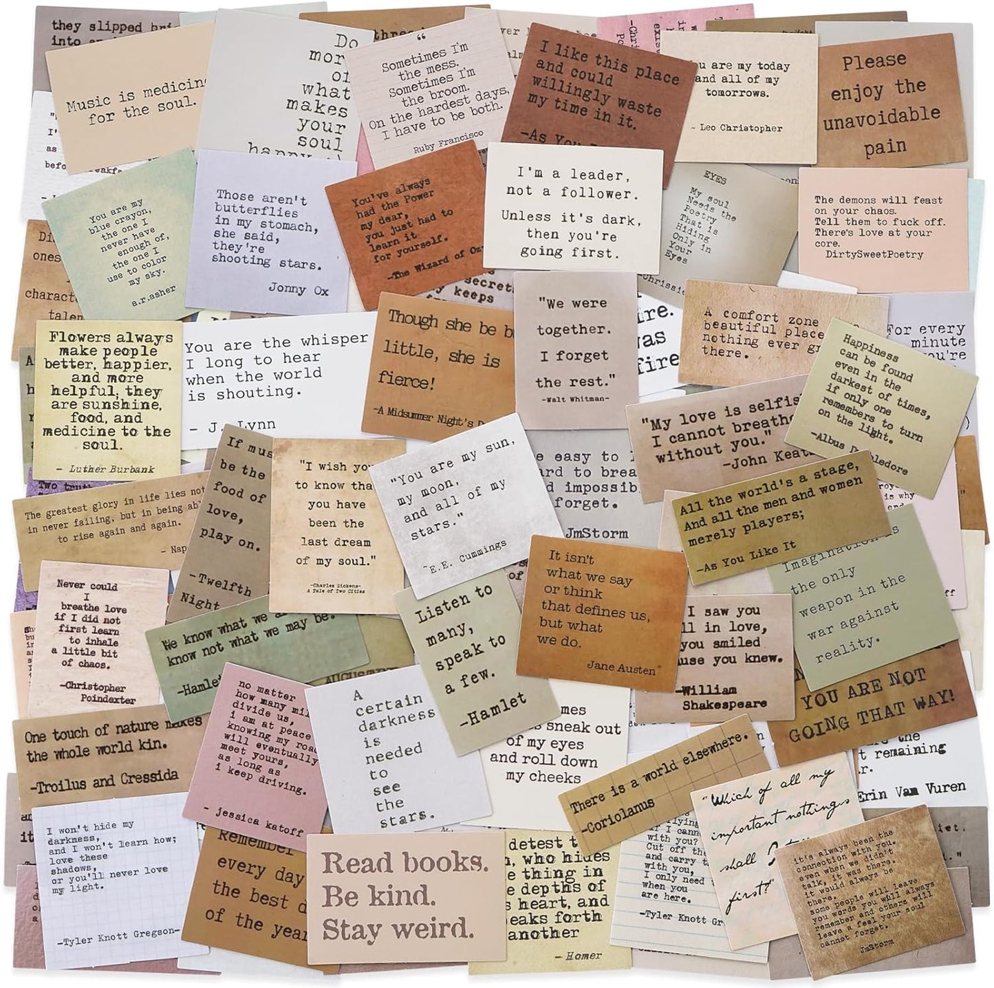 LakoArt 240 Pieces Retro Typewriter Style Motivational Quotes Stickers (2 Pcs. Each), Inspirational Vintage Journaling Stickers, Famous Words Scrapbook Sticker for Planner Bullet Junk Journal Laptops