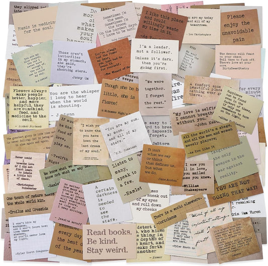 LakoArt 120 Pieces Non-repetitive Retro Typewriter Style Motivational Quote Stickers, Inspirational Vintage Journaling Stickers, Famous Words Scrapbook Sticker for Planner Bullet Junk Journal Laptop