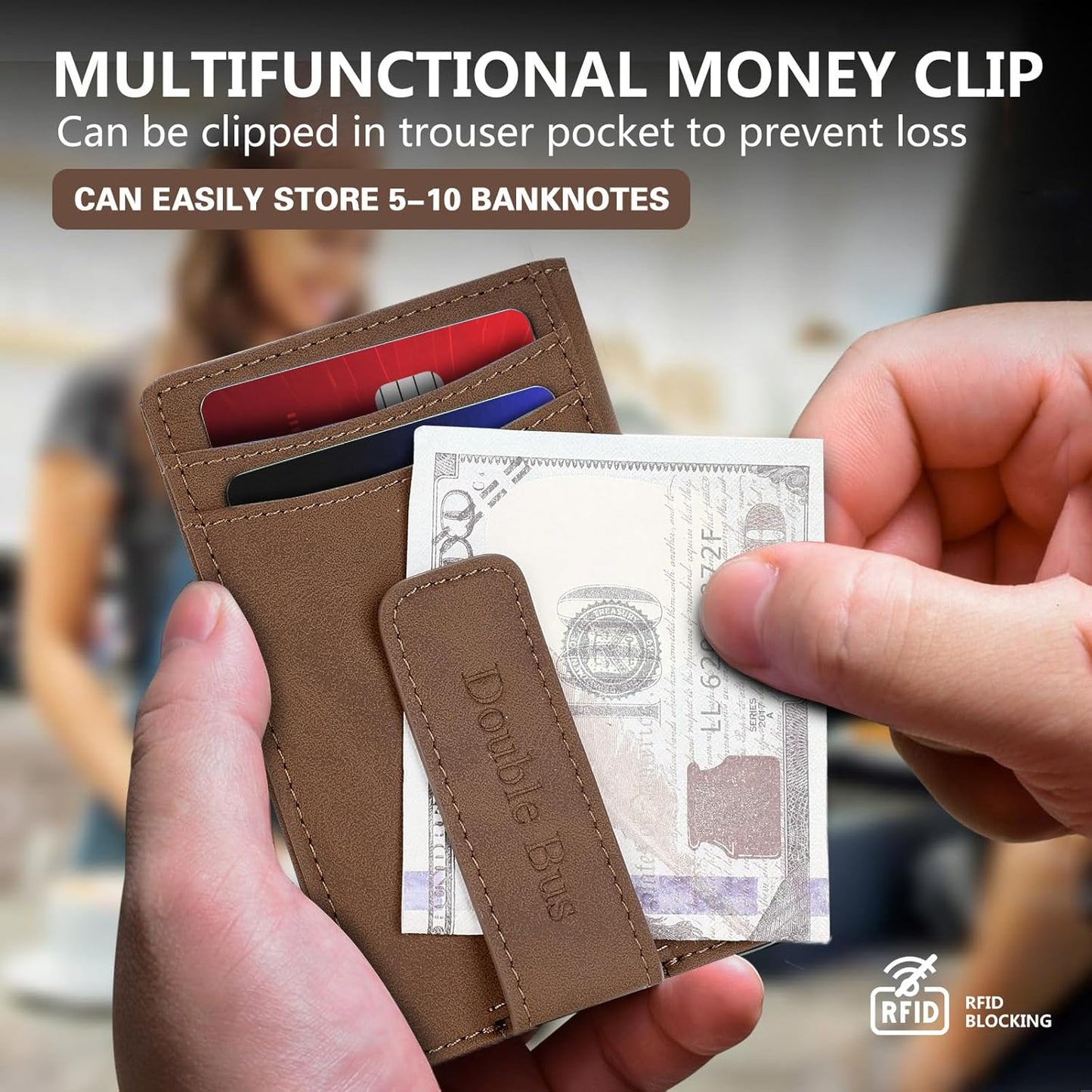 Slim Wallet for Men Credit Card Holder Wallet RFID Blocking Bifold Mens Slim Wallet,Thin Minimalist Front Pocket Mens Leather Wallets,Smart Security Mini Small Compact Wallet & Money Clip