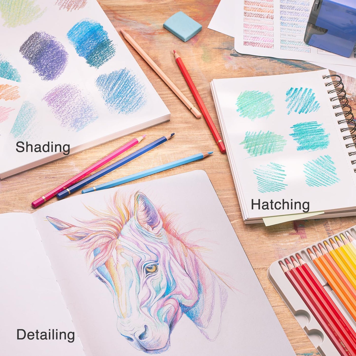 ARTISTIC EYE Premium Colored Pencils | Set of 72, Quality 3.8mm Soft Core Leads, Rich & Vibrant Colors, Blendable, Perfect for Beginner & Advanced Artists