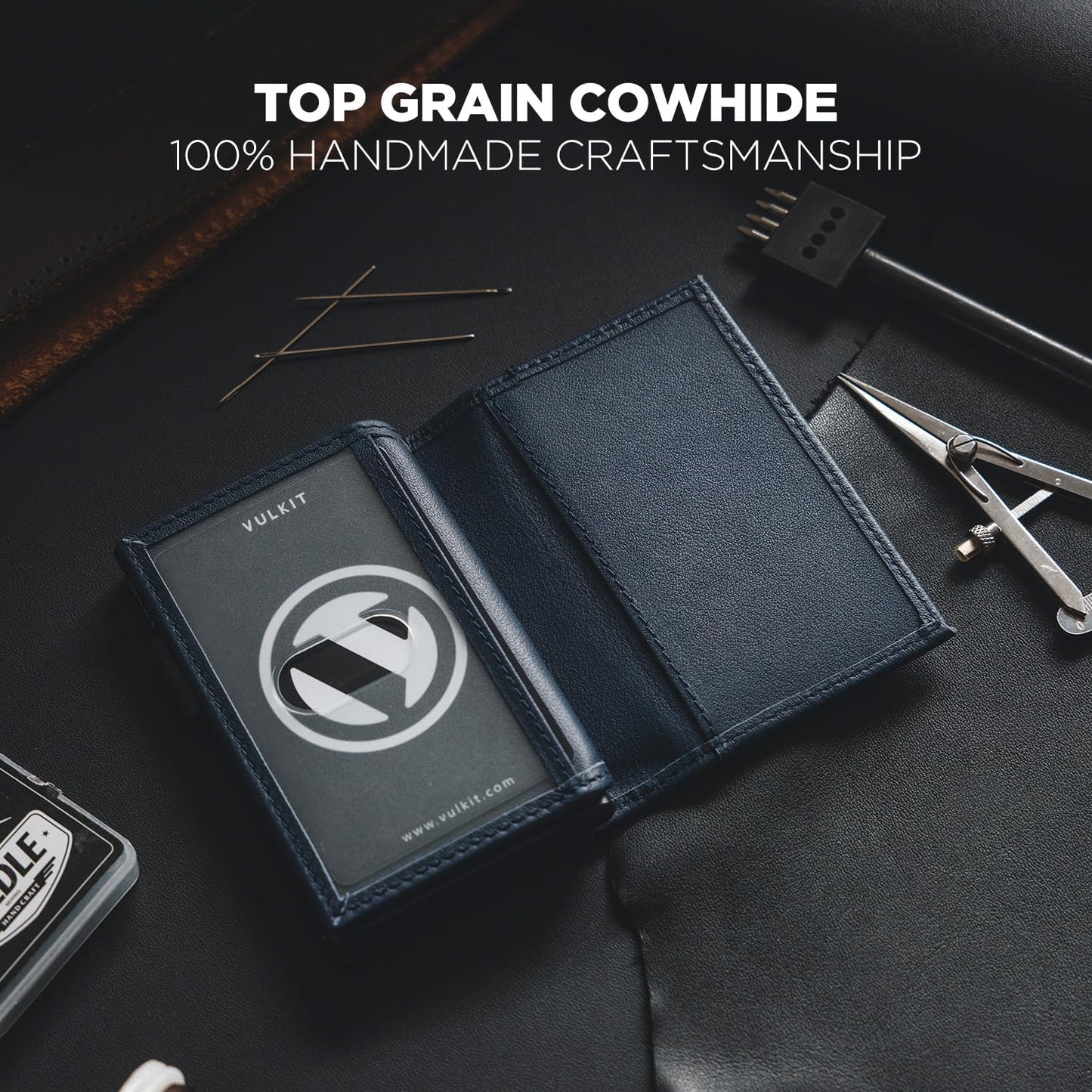 VULKIT Card Holder Wallet with Double ID Windows RFID Blocking Pop Up Wallet Minimalist Design for 12 Cards