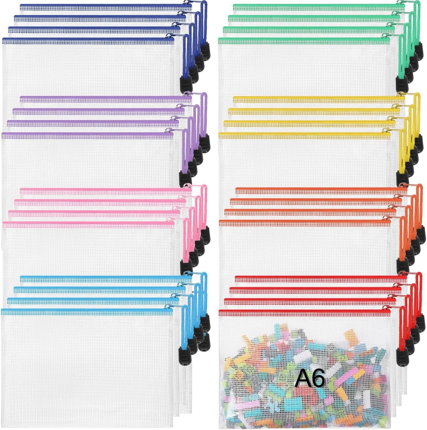 Jetec 32 Pcs Mesh Zipper Bags Toy Storage Bikini Organizer Bag Bolsas Para Guardar Trajes De Baño Waterproof Zipper Reusable Pouch Puzzle Multipurpose for Storage Office(Cute Color,7.5 x 5 Inch)