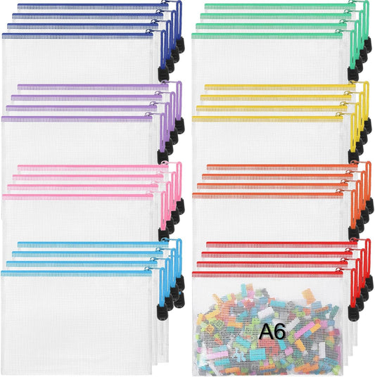 Jetec 32 Pcs Mesh Zipper Bags Toy Storage Bikini Organizer Bag Bolsas Para Guardar Trajes De Baño Waterproof Zipper Reusable Pouch Puzzle Multipurpose for Storage Office(Cute Color,7.5 x 5 Inch)