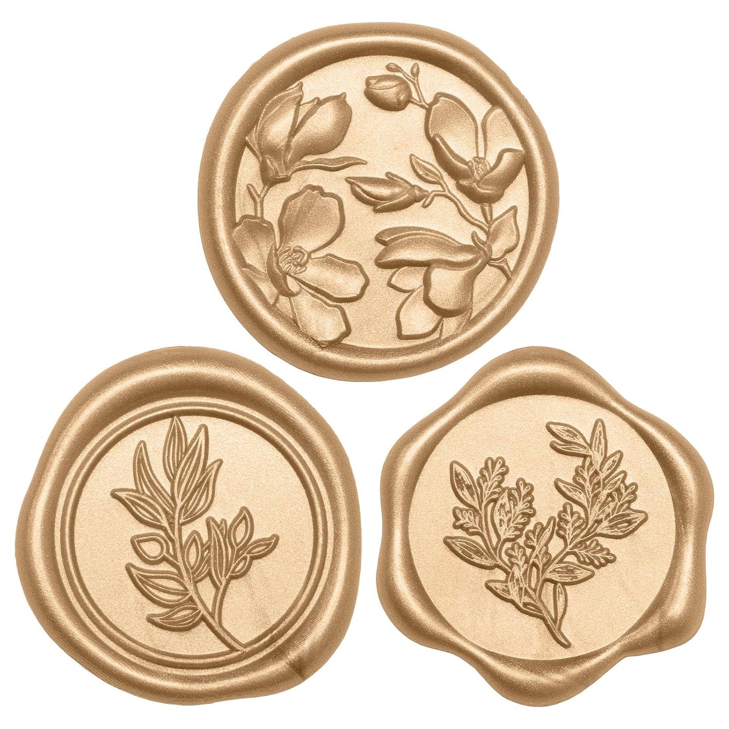 UNIQOOO Wax Seal Stickers - (3 Designs in 1 Pack) Wedding Invitation Envelope Seal Stickers, 60 Pcs Self-Adhesive Stickers, Perfect for Invitation, Christmas, Gift Wrapping (Light Gold)