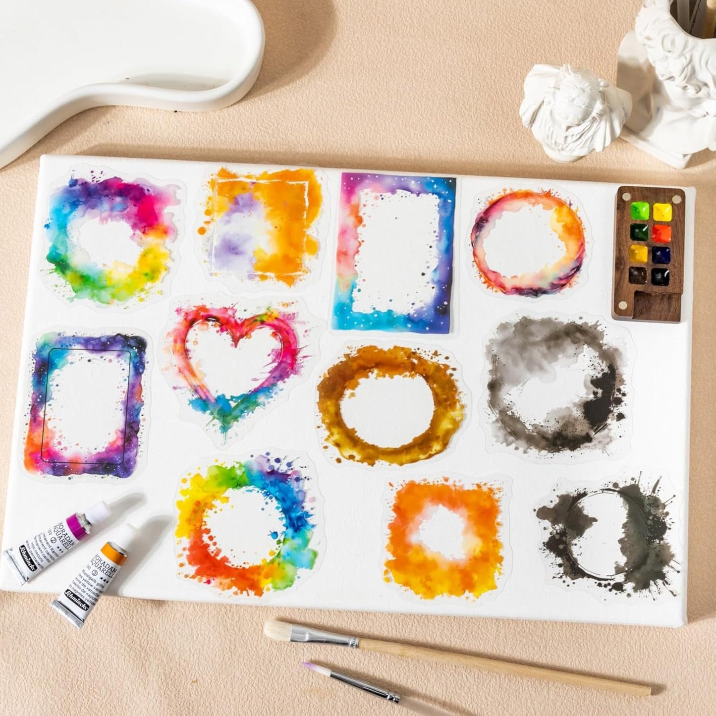 120 Pieces Creative Colors Frame PET Scrapbook Stickers, 6 Pack Aesthetic Background Window Frames Decorative Stickers for Journals, Crafting, Art Projects, Phone Case, Journal Album Decoration