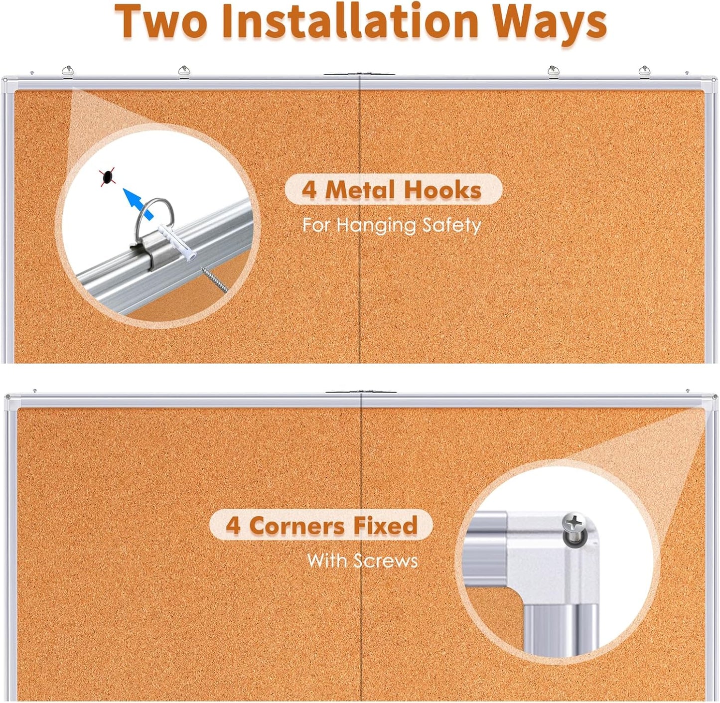 maxtek Large Cork Board 96 x 48 in, Bulletin Board for Walls, 8'x 4' Extra Aluminum Framed Corkboard, Foldable Wall Mounted Back to School Pin Memo Notice Cork Board for Office, Home Wall Display