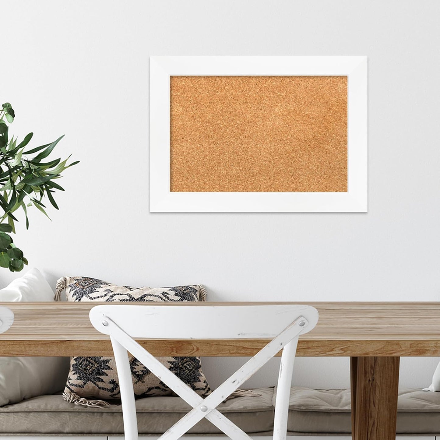 Amanti Art Natural Cork Board for Wall, 15x21 Vision Board with White Frame, Small Corkboard Office Decor for Home Organization, Modern Corkboard Pinboard to Display Items for Home Organization in