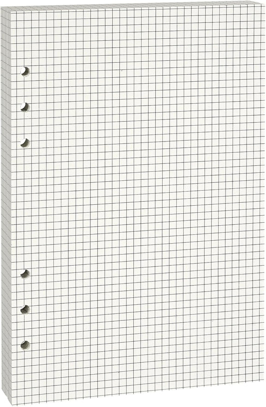 A5 Grid-Ruled Refill Paper, 100gsm Thick Beige No-Bleed Sheets (80-Pack), Pre-Punched – Fits A5 6-Ring Binders for Office, School & Teachers