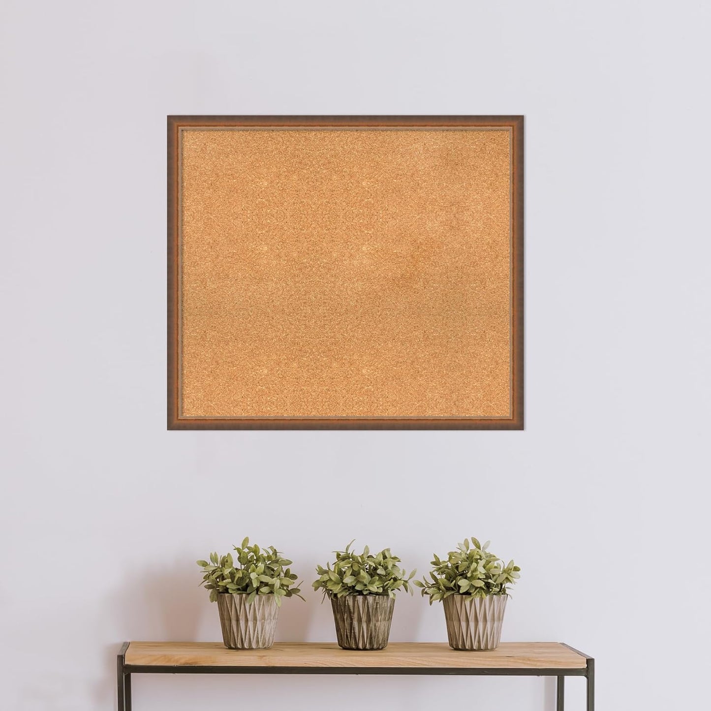 Amanti Art Natural Cork Board for Wall, 30x34 Vision Board with Bronze Frame, Large Corkboard Office Decor for Home Organization, Modern Corkboard Pinboard to Display Items for Home Organization in