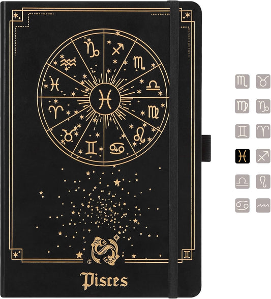 Pisces Zodiac Astrology Undated Monthly Weekly Daily Planner Journal Notebook Hardcover A5 5.7" x 8.3" 160 Pages 100GSM Paper 2025 2026 2027 Holidays Calendar