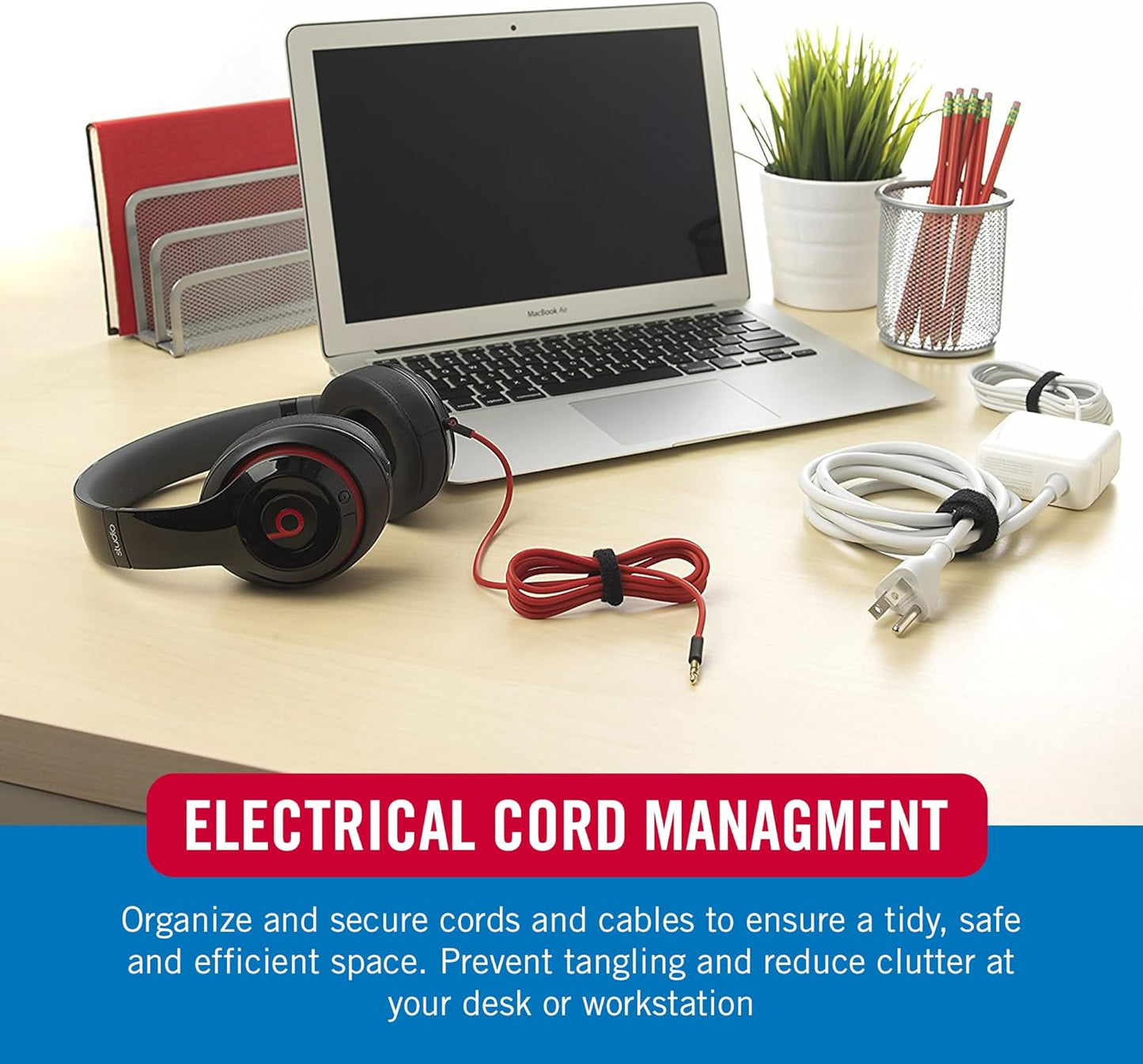 VELCRO Brand Reusable Cable Ties, 100 Pack 6 Inch Cable Management Ties, Cord Wraps for Electrical Cords, Black