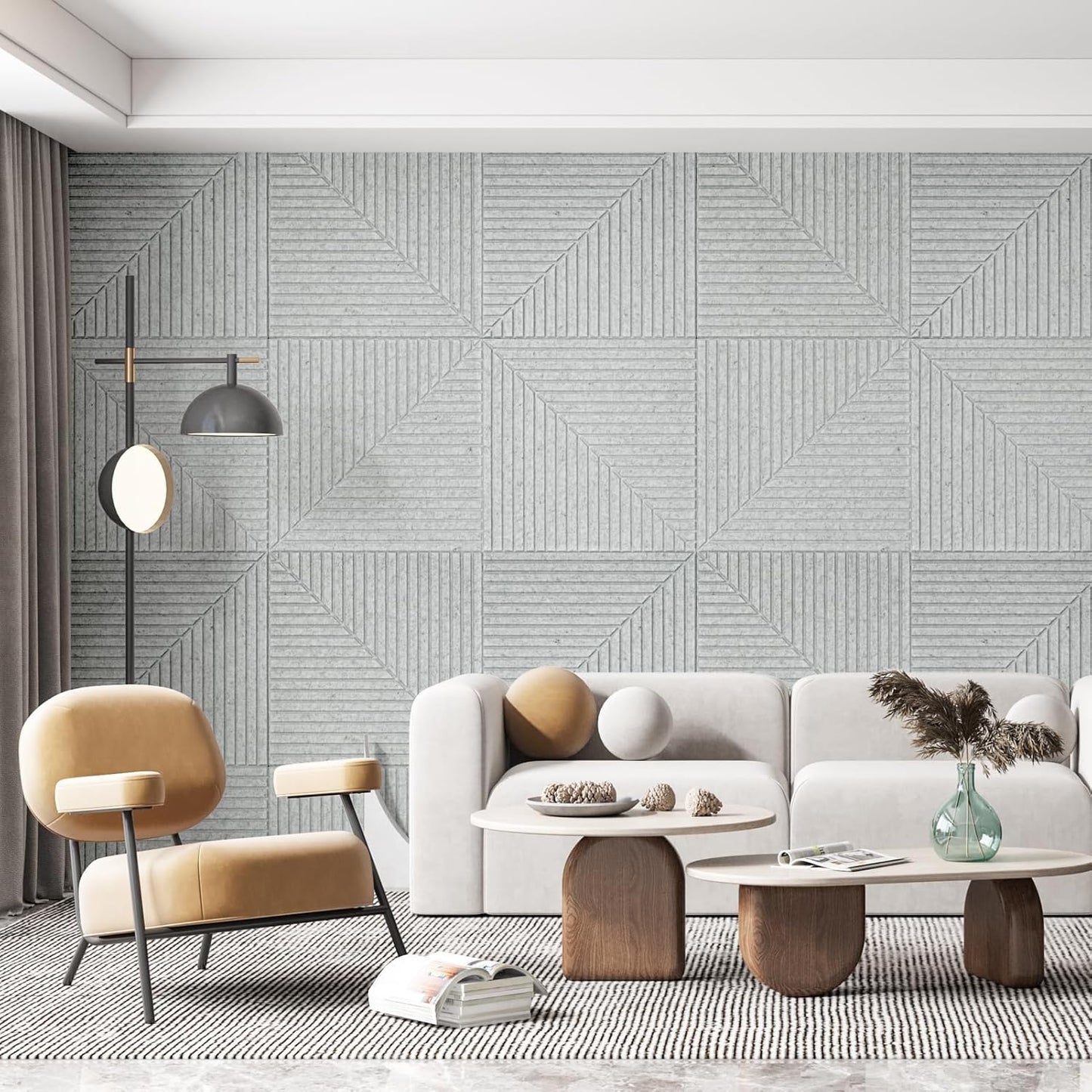 Art3d 6-Pack Self-Adhesive Acoustic Wall Panels for Home Décor, 24 x 24 Inch Soundproofing Panels for Office Studio Bedroom - High Noise Absorption Polyester Fiber, Gray