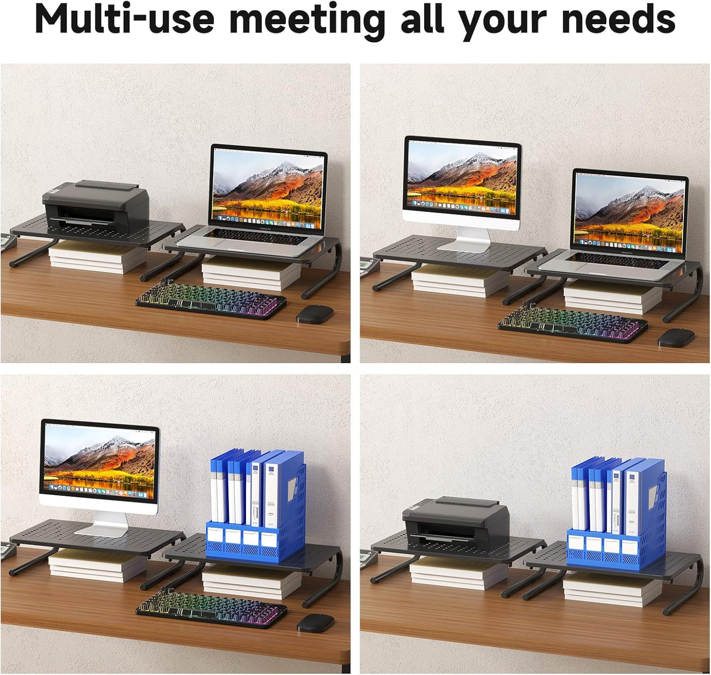 suptek Monitor Stand Riser for Computer,Laptop,Printer, Notebook and All Flat Screen Display with Vented Metal Platform and 4 Inches Height Underneath Storage (MST004-2)