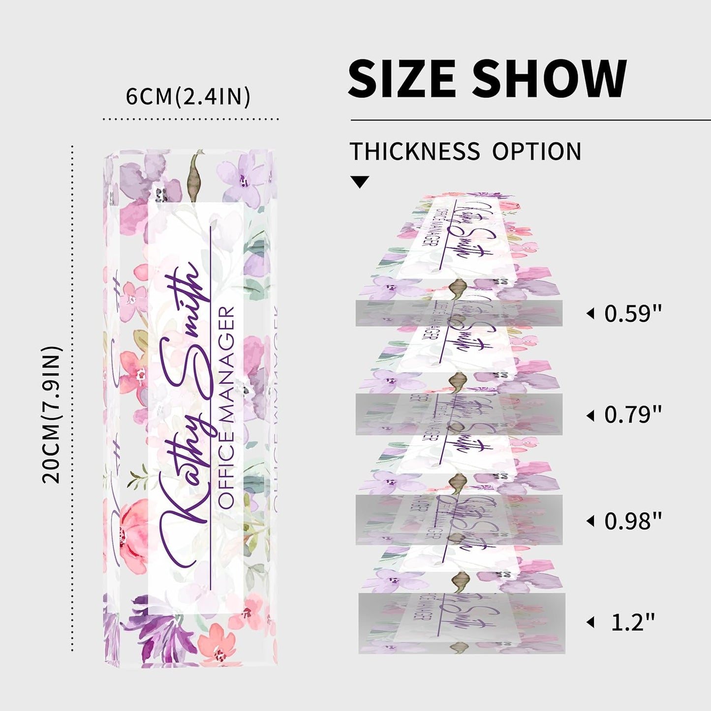 Personalized Name Plate for Desk, Custom Desk Name Plate, Acrylic Name Plate Office Desk Accessories, Personalized Office Gifts for Coworkers Teachers, Employee Appreciation Gifts (A-WaterColor3)