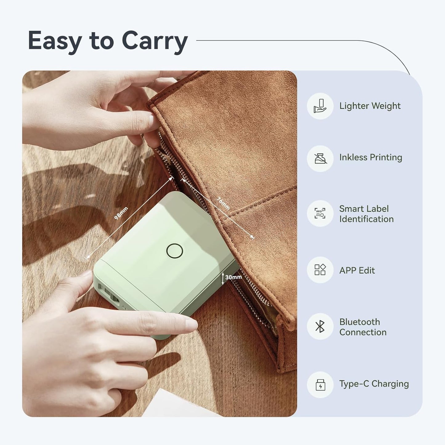 NIIMBOT D110 Upgraded Version Mini Label Maker Machine with Tape, Portable Bluetooth Thermal Printer, Sticker Labeler with Multiple Templates for Office Organization Home Kitchen School, Green