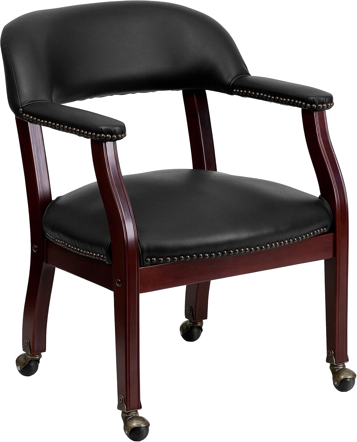 EMMA + OLIVER Black Vinyl Luxurious Conference Chair with Casters